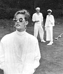Whites with an attitude, 1985:  If the models in this San Francisco fashion shoot had stuck around to play the game, croquet might have changed its image without adopting colours.