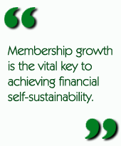 Membership growth is the vital key to achieving financial self-sustainability.