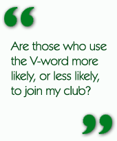 Are those who use the V-word more likely, or less likely, to join my club? 