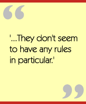 '...They don't seem to have any rules in particular.'